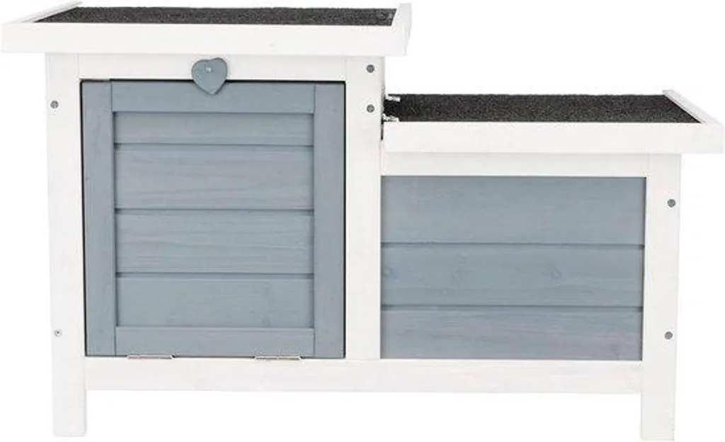 Maison grise et blanche avec 2 sorties - Abri extérieur 70x43x45 cm