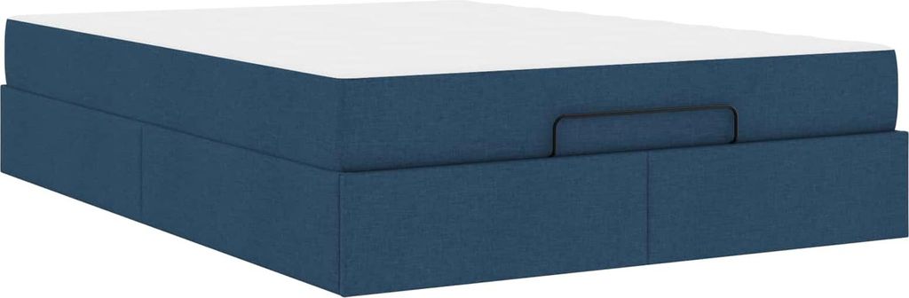Bettgestell mit Matratze 2 pcs Blau Stoff