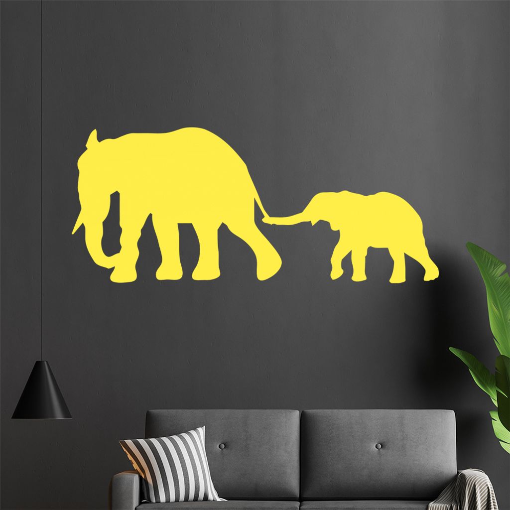 KIWISTAR Zwei Elefant Dickhäuter Wandtattoo in 6 Größen - Wandaufkleber Wall Sticker - Dekoration, Küche, Wohnzimmer, Schlafzimmer, Badezimmer