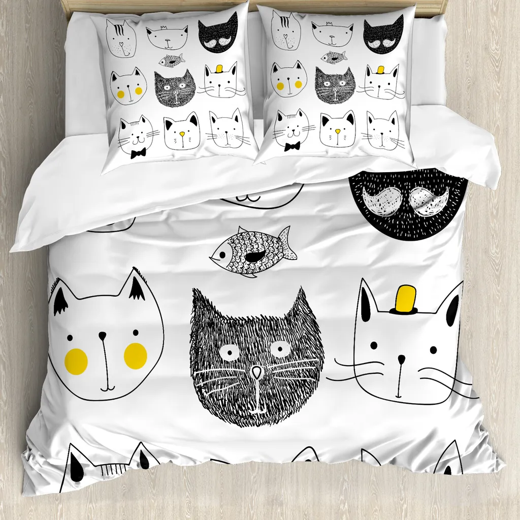 Copripiumino Morbido ABAKUHAUS Gatti e Pesci - Il Regalo Ideale 155x220