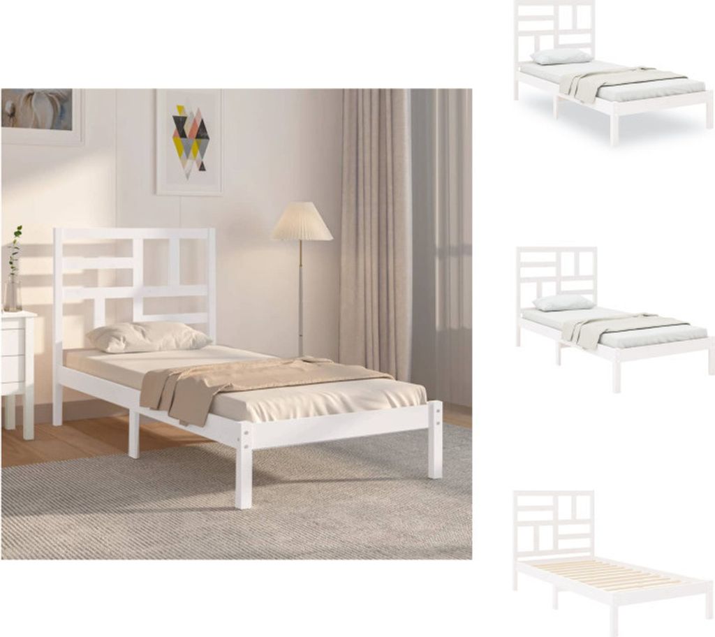 vidaXL Massivholzbett Weiß 90x200 cm - Betten & Bettgestelle