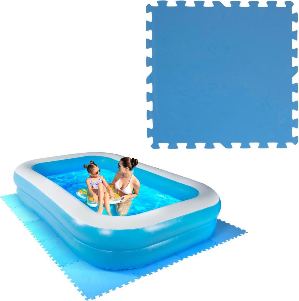 Creative Kids Poolmatte 8-teilig - EVA Puzzlematten für Pools - Wasserfeste Schutzmatte 2m² - 50x50cm - Blau