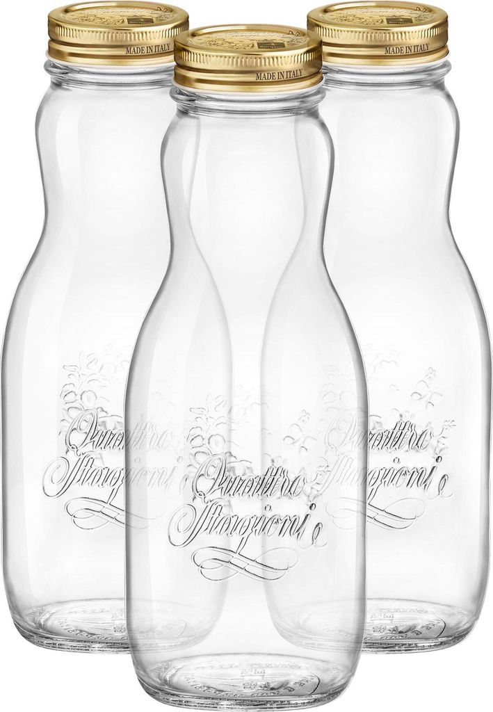 Bormioli Rocco Quattro Stagioni Saftflaschen aus Glas mit Schraubdeckel – 1 l – 3 Stück