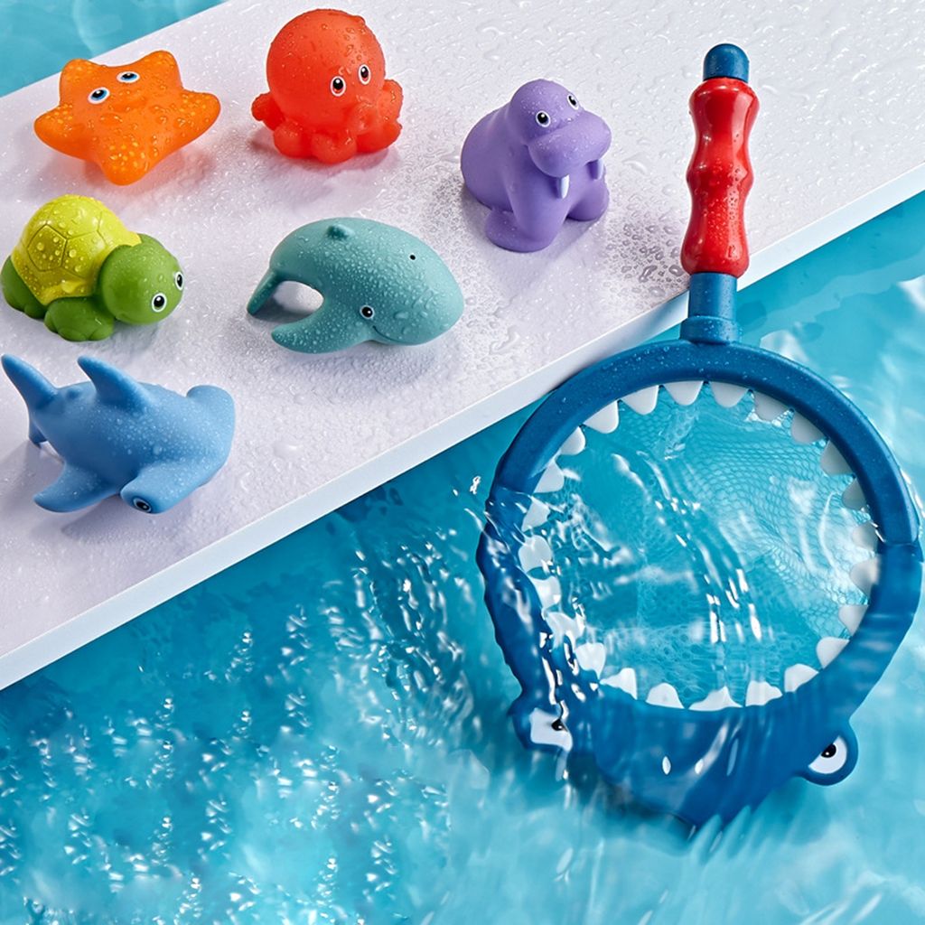7 Stück Baby Badespielzeug mit Fischernetz Set, Produktbild 3