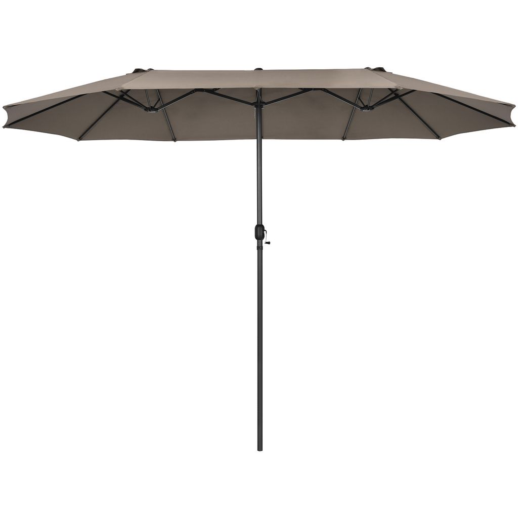 GOPLUS Doppelsonnenschirm 470 x 280cm, UV 50+, Sonnenschirm groß, Gartenshirm mit Kurbel & 12 Rippen, Balkonschirm Marktschirm Tischschirm Terrass...