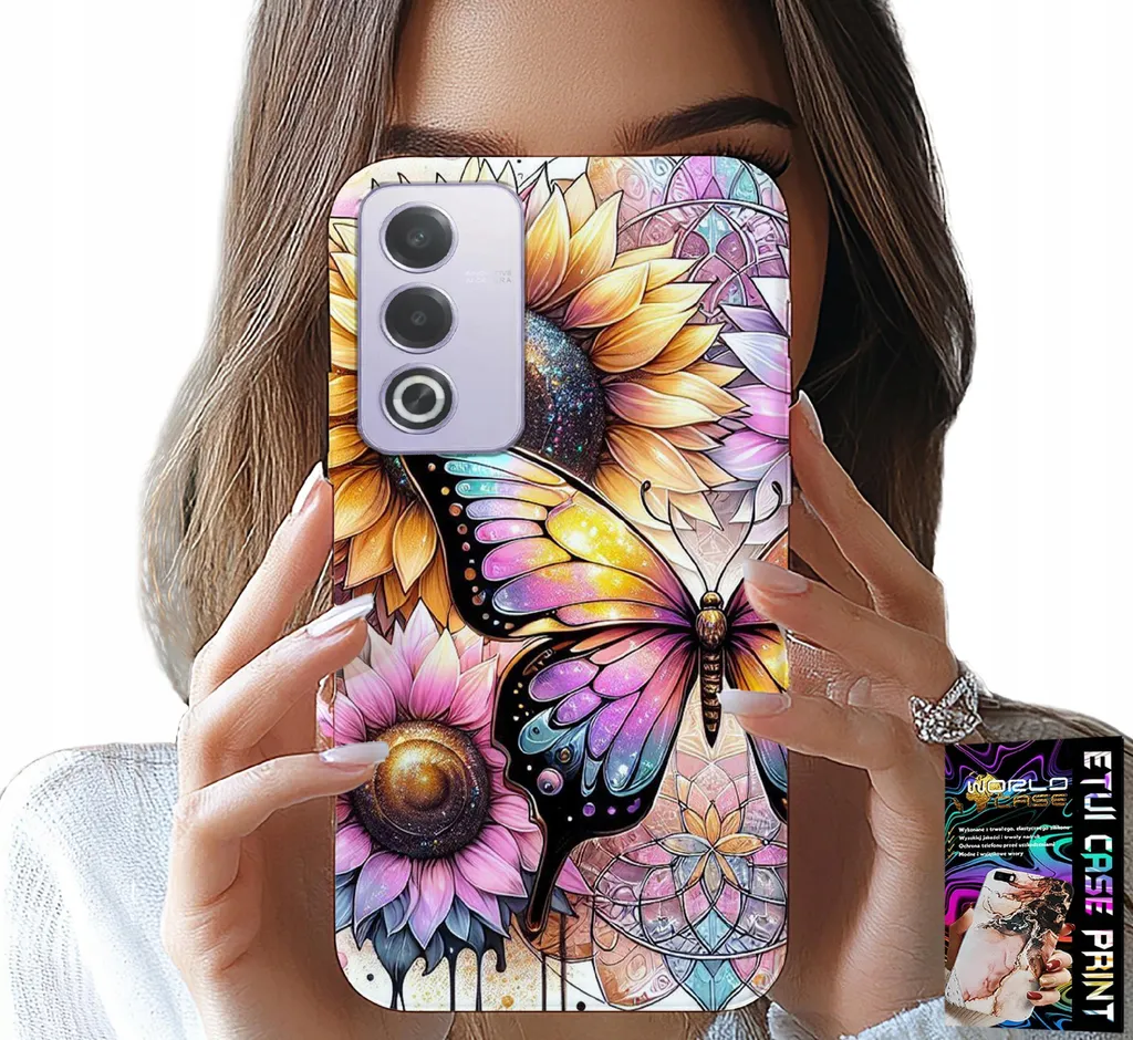 Custodia per Oppo A80 5G - Girasole con farfalla, custodia + foglio di alluminio