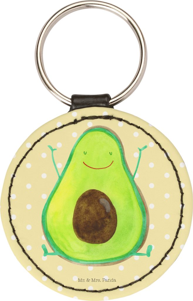 Mr. & Mrs. Panda Schlüsselanhänger Avocado Glücklich - Gelb Pastell - Geschenk, klein, Frucht, Gesund, Taschenanhänger, Anhänger, Bunt, Chaos,...