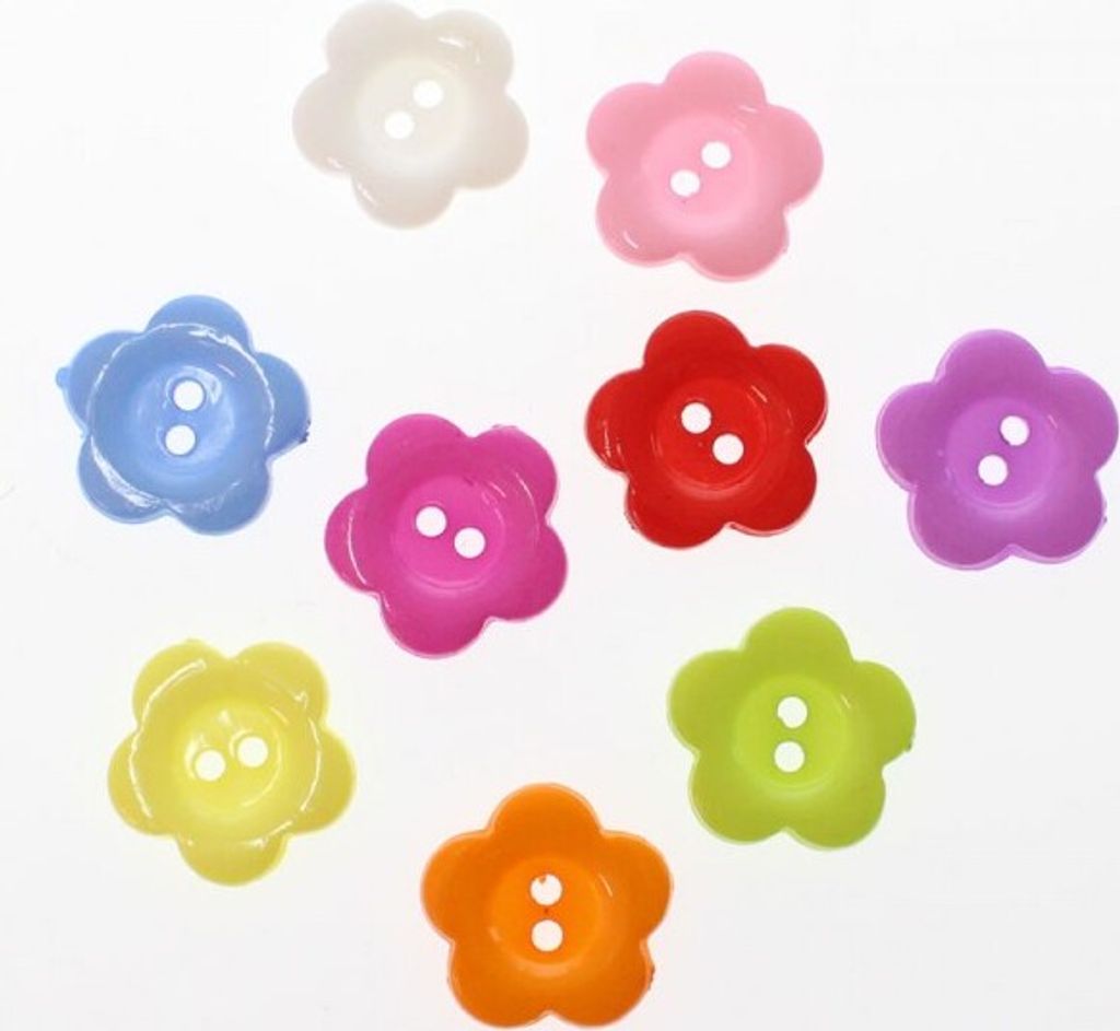230 Knöpfe bunte Blumen Blüte Ø22mm Kinderknöpfe Streudeko Kunststoff Tischdeko