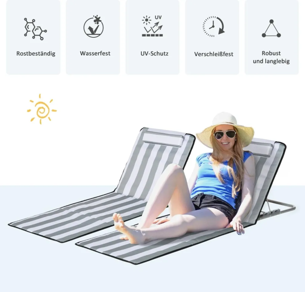 Lit de Soleil de Jardin sans Douleur avec Oreiller et Dossier Ajustable - 6