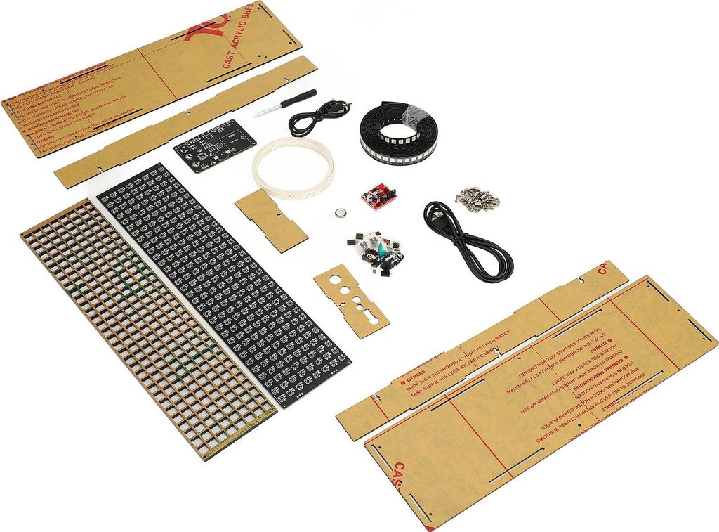Digitaluhr-Lötset, dimmbar, RGB-Vollfarbe, sprachgesteuert, 32x8-Punktmatrix, Spektrum, Elektronikprojektteile