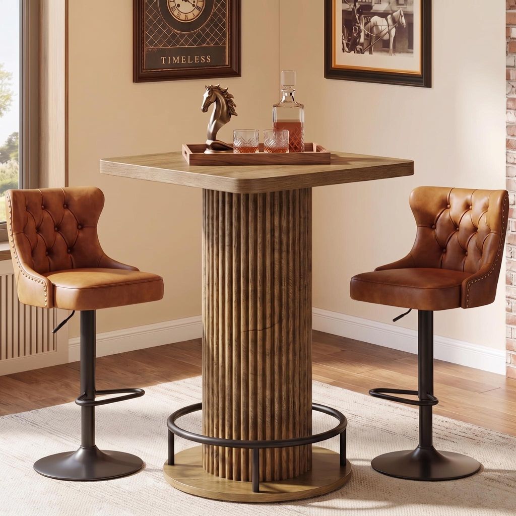 Tribesigns Bartisch, 100 cm hoch, braun, Bistrotisch mit Produktbild 