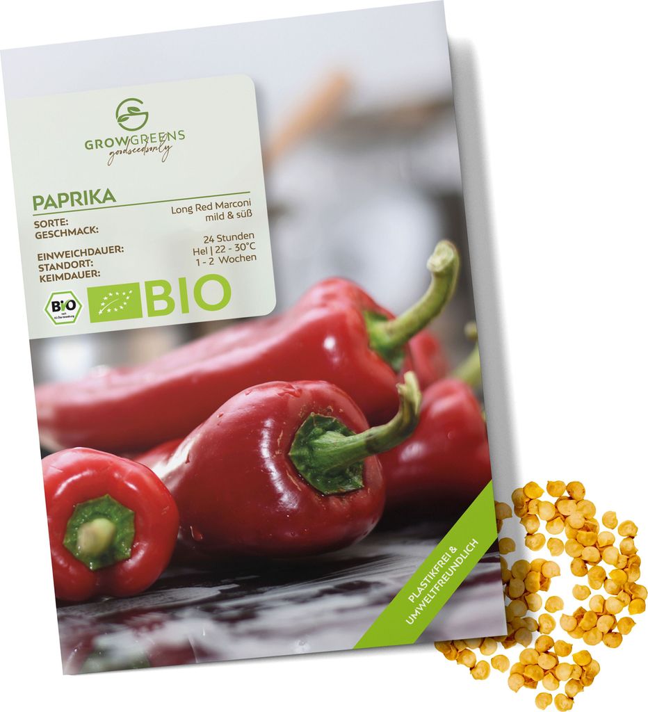 Paprika Samen (Long Red Marconi, 10 Korn) - Rote Paprika Produktbild 