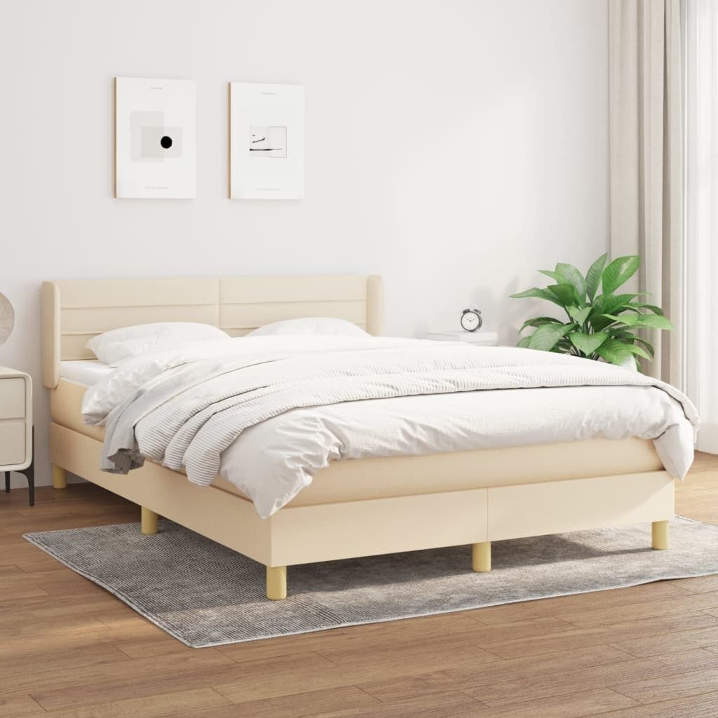 Maison Exclusive - Boxspringbett mit Matratze Creme 140x190 cm Stoff