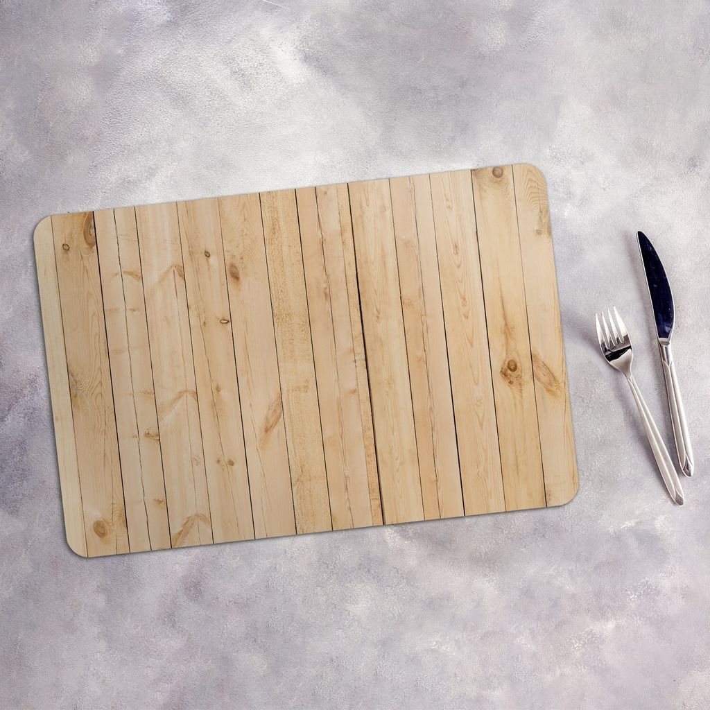 Tischset 6x45x30 cm + 6x10fi cm Platzset Tischmatte Platzmatte Untersetzer - Helles Holz