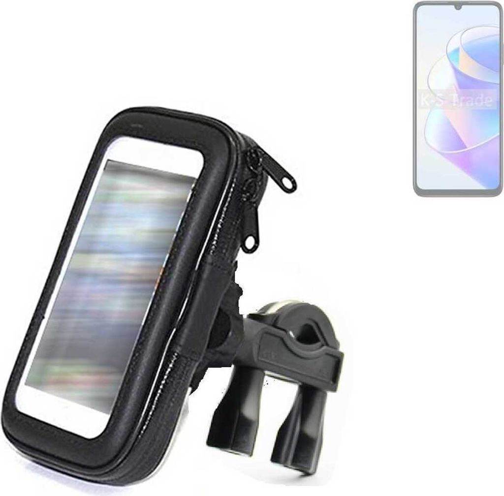 K-S-Trade Fahrrad-Halterung kompatibel mit Honor X7a Plus Handy-Halterung Halter Lenkstange Fahrradhalterung Motorrad Bike Mount Wasserabweisend