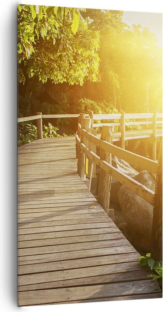 Bild auf Leinwand - Leinwandbild - Brücke Meer Welle - 65x120cm - Wand Bild - Wanddeko - Wandbilder - Leinwanddruck - Bilder - Kunstdruck - Wandde...