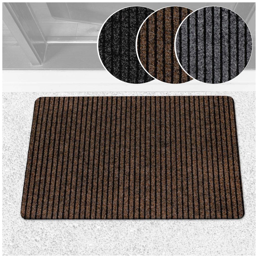 Fußmatte Türvorleger Schmurzfangmatte MiSCHA 60x90cm Breitschtreifen Braun Robust Wasserabweisend