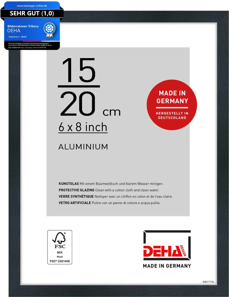 DEHA Design Aluminium Portraitrahmen Tribeca, 15x20 cm, Produktbild 