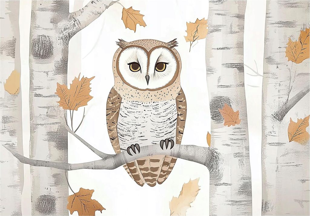 Fototapete Kinderzimmer Tiere Wald Eule - 300x210 cm - inklusive kleister - Vlies Tapete Kinder - Vliestapete Modern Wandtapete - Kindertapete