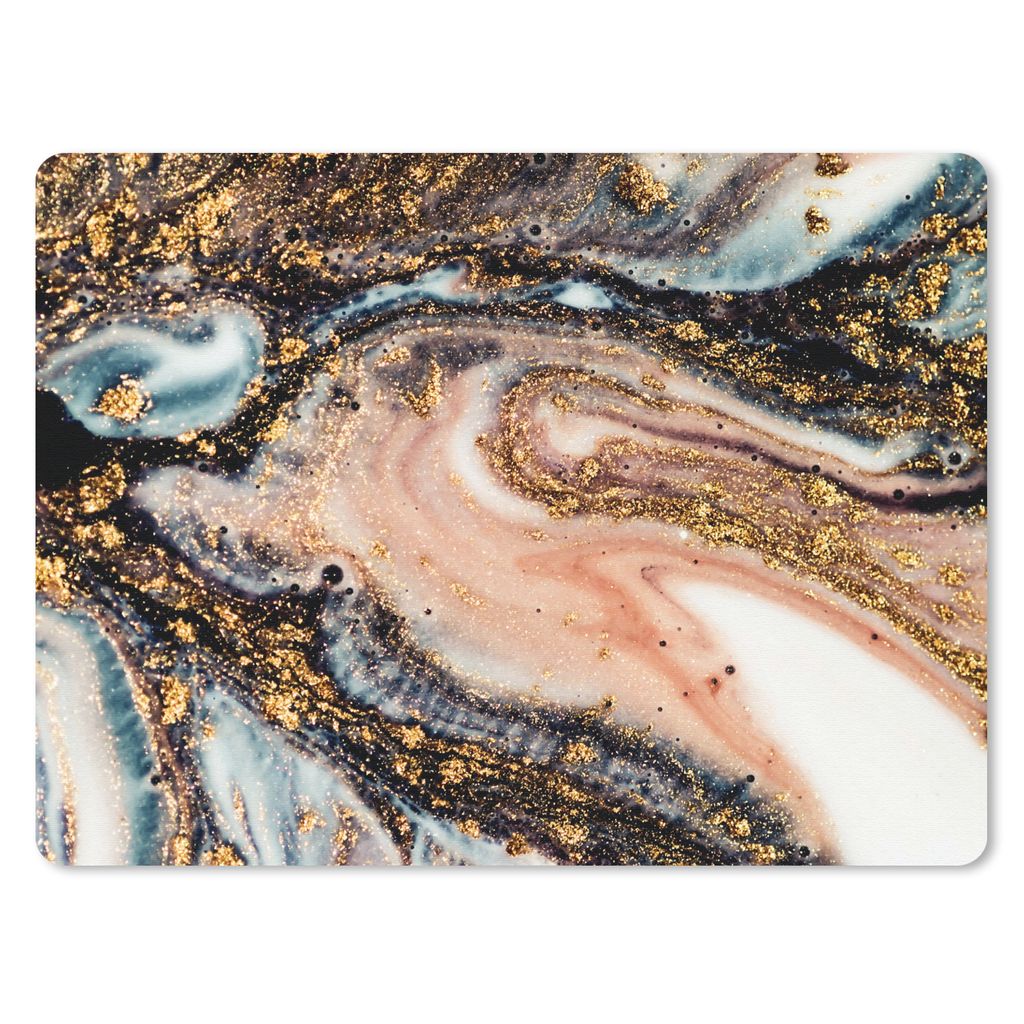 MuchoWow Mauspad Mousepad Marmoroptik - Gold - Schwarz - Glitzer - Chic 23x19 cm - Mousepads - Maus Mat - Pad - Mausunterlage - Schreibtischunter...