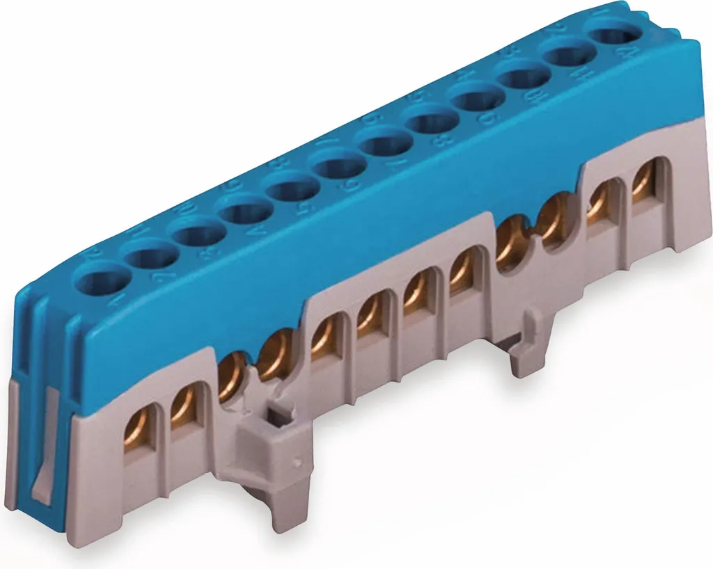 POLLMANN morsetto per conduttore neutro a 12 poli, 16 mm², blu, per guida top-hat
