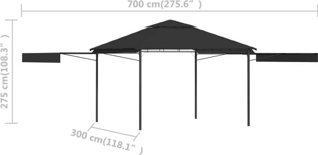 Tonnelle de Jardin avec Toit Double Extensible 3x3m en Polyester 180g - 11
