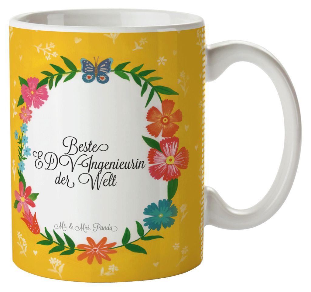 Mr. & Mrs. Panda Bedruckte Tasse EDV-Ingenieurin - Geschenk, Kaffeebecher, Abschied, cappuccinotasse, Kaffeetasse, Ausbildung, Schenken, Berufsschu...