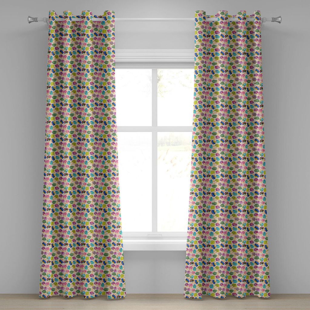 ABAKUHAUS Pilz Ösenvorhang, Bunte Pilz verschiedener Anzeigen feenhafter Bestand Vielzahl künstlicher Spaß Entwurf, Dekorative 2-Panel-Fenstervo...