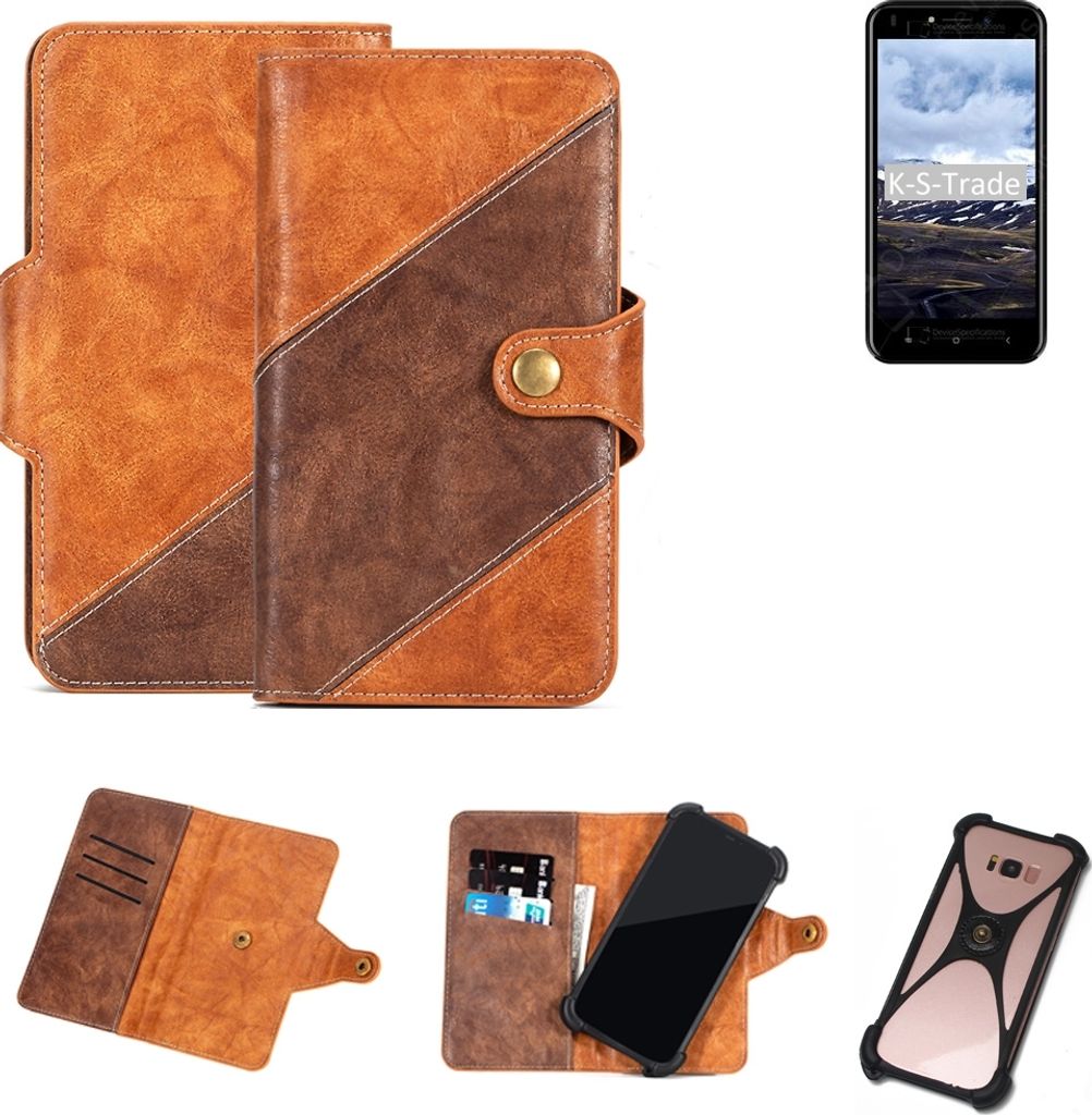 K-S-Trade Handy-Hülle Schutz-Hülle Bookstyle Case Wallet-Case kompatibel mit Haier Alpha A3 Handy Cover Bumper Kantenschutz Smartphone dunkelbraun