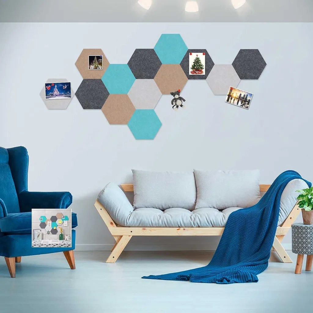 Panneau mémo hexagonal en feutre multicolore - Set DIY de 10 unités - 3