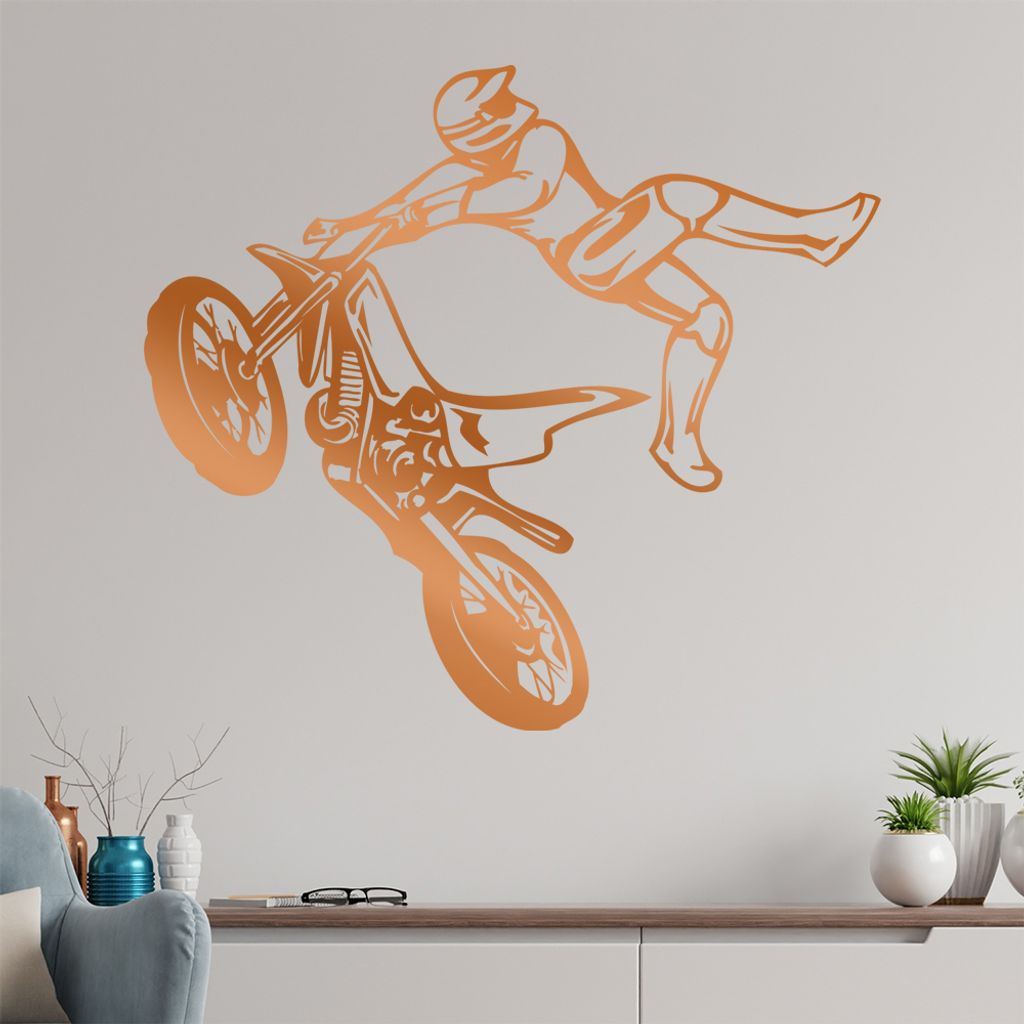 Motocross Jump Wandtattoo in 6 Größen - Wandaufkleber Wall Sticker - Dekoration, Küche, Wohnzimmer, Schlafzimmer, Badezimmer