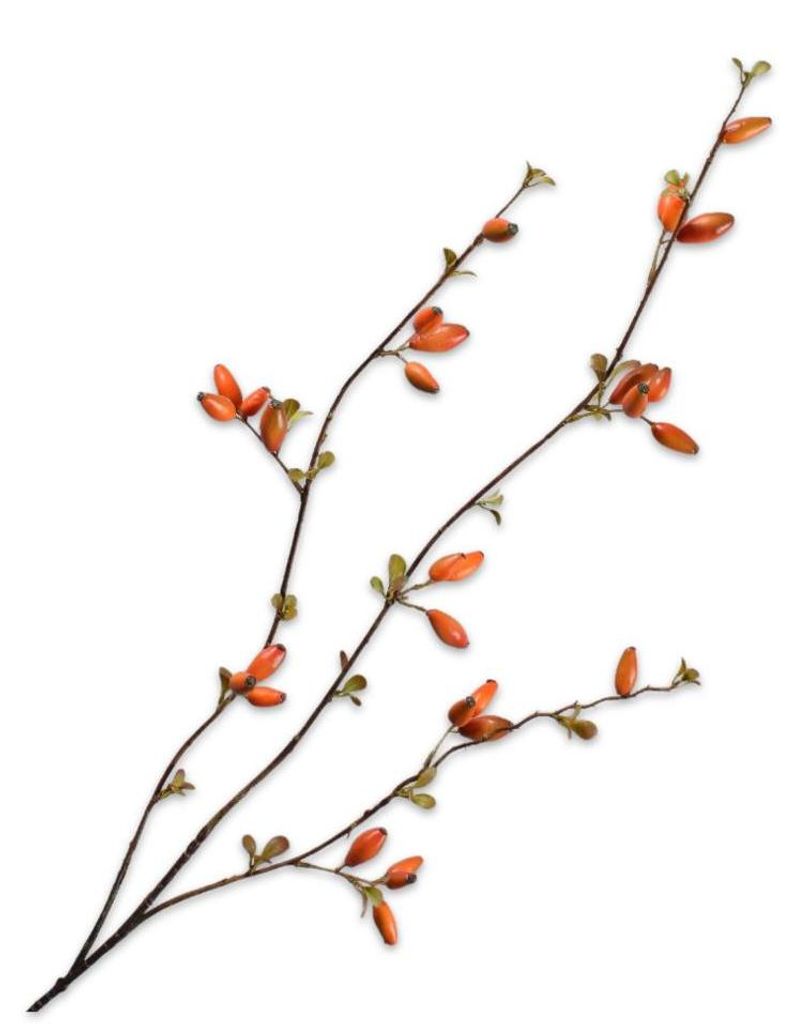 Silk-ka Kunstblume – Seidenblumen-Hagebuttenzweig, orange, Produktbild 