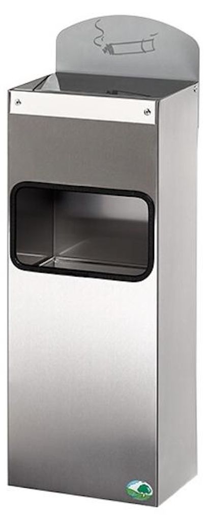 Robuster Wandascher mit Abfallsammler & Hinweisschild | 4 Liter, HxBxT 58x20x12,5cm | Edelstahl