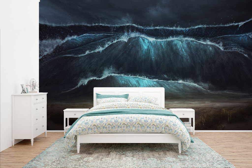 MuchoWow Fototapete für Wohnzimmer oder Schlafzimmer Wandtapete Vinyl Motivtapete Strand - Meer - Frau - Golf - 435x260 cm - Kinderzimmer