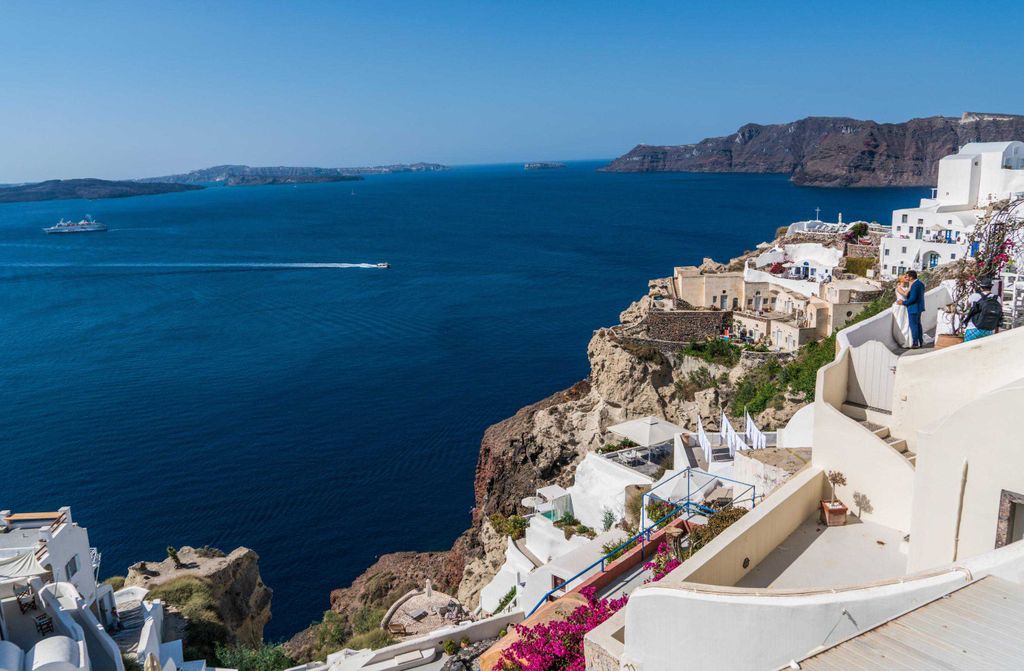 hansepuzzle 25587 - Santorini Puzzle, 500 Teile, Orte, 46,0 x 30,0cm mit hochwertiger Aufbewahrung, Kartonbox und wiederverschließbarem Beutel