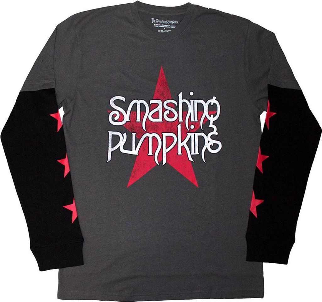 The Smashing Pumpkins - T-Shirt für Herren/Damen Uni, Geschichtet, Langärmlig RO14339 (L) (Anthrazit/Schwarz)