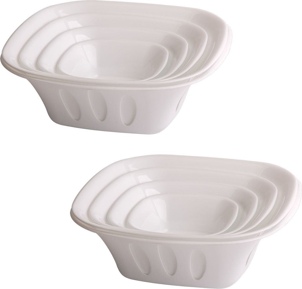 2x 5-teilige stapelbare Aufbewahrungs-Schalen Obstschüssel Deko-Schüssel Set Kunststoff