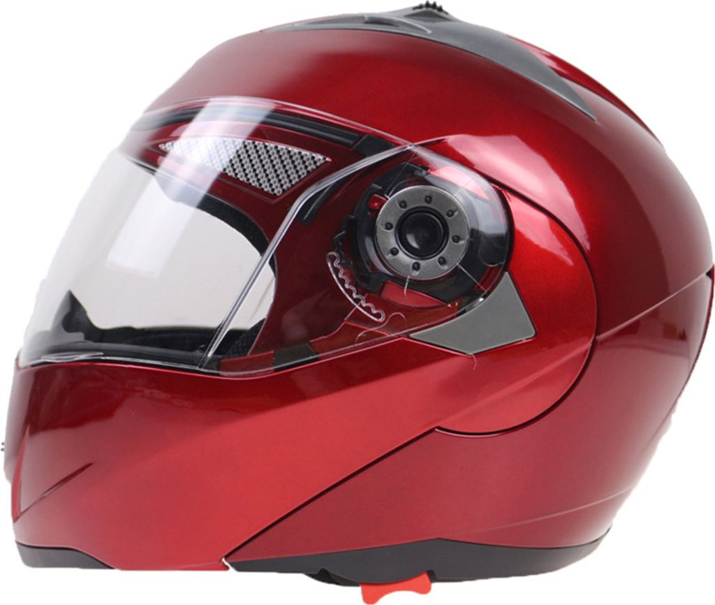 105 Full Face Helm Elektromobil Motorrad Transparent Lens Schutz Rot XXL