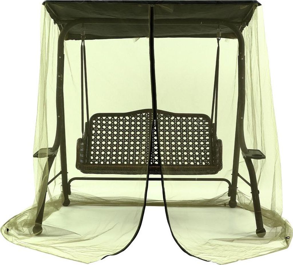 Olivgrün, Moskitonetz für XL 3-Sitzer Gartenschaukel – Insektenschutz für Hollywoodschaukel, Outdoor Schutznetz mit Reißverschluss, wind- & U...