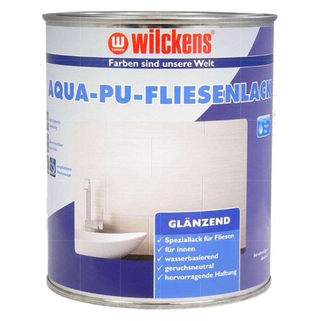 WILCKENS Aqua Polyurethan Fliesenlack glänzend 0.75 Liter weiss Grund- und Deckanstrich
