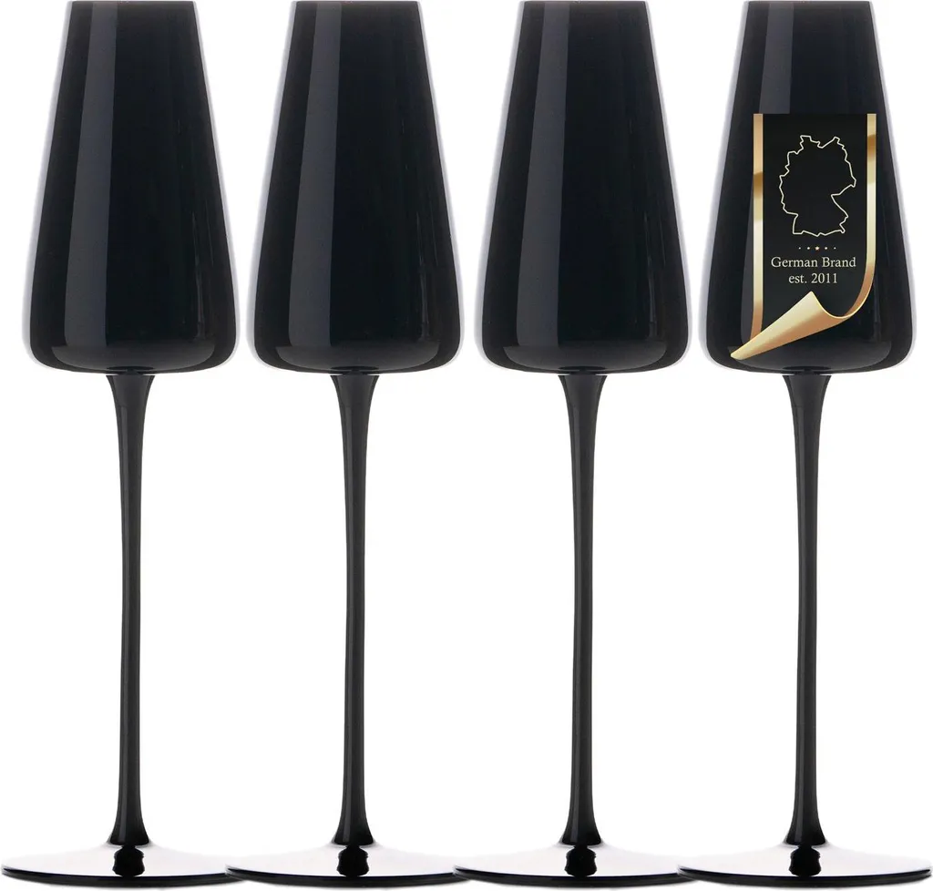 Set Intirilife 4 Bicchieri Nero Design | Cristallo per Champagne 220ml