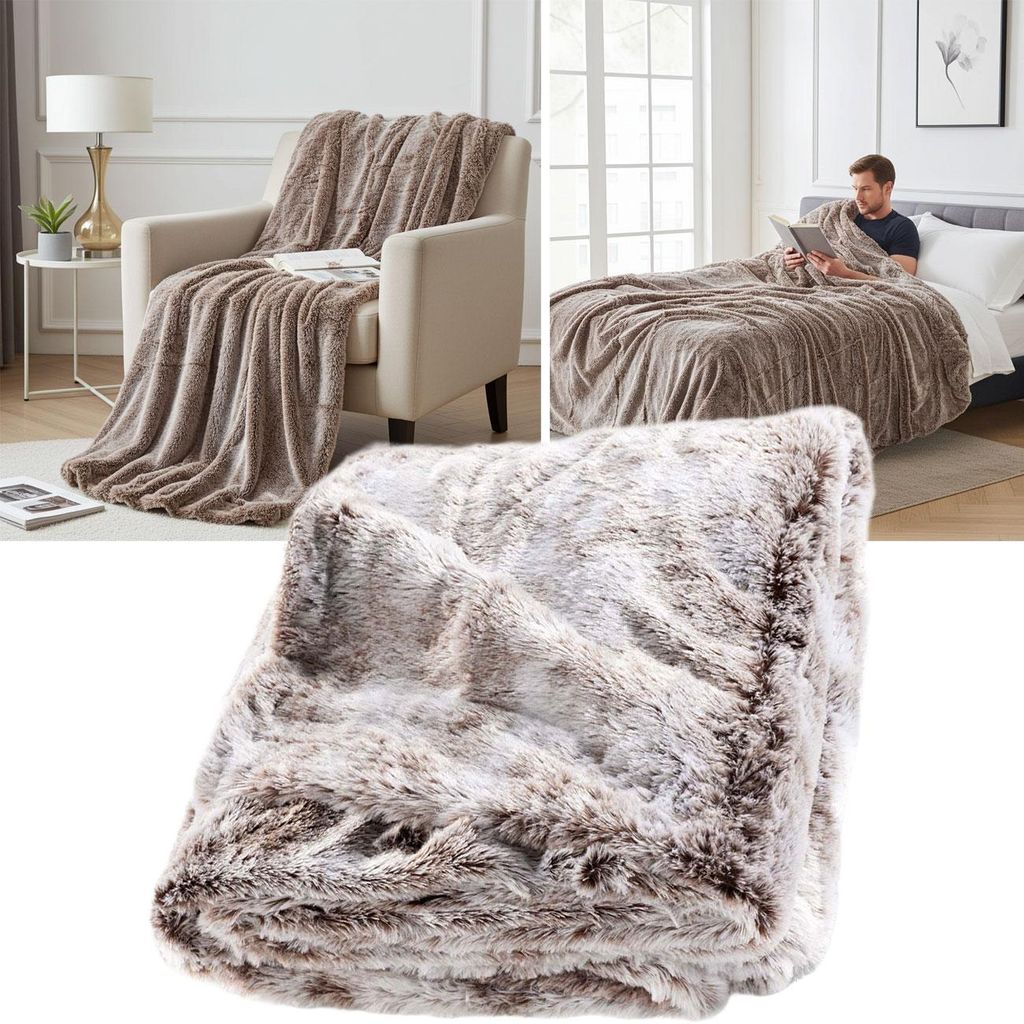 Zachte deken van kunstbont, BEIGE, 125 x 150 cm Productafbeelding 