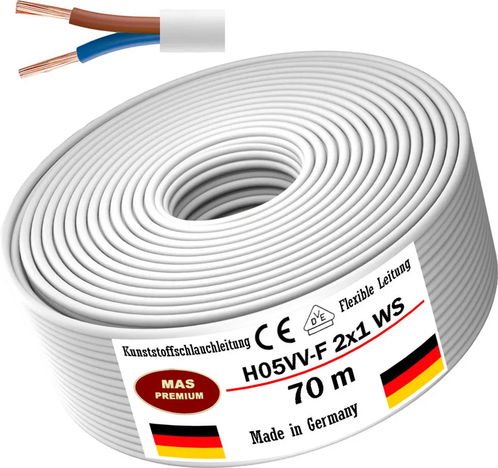 Cavo Bianco 2x1 H05VV-F 70m | Il Compagno per i tuoi Lavori in Casa