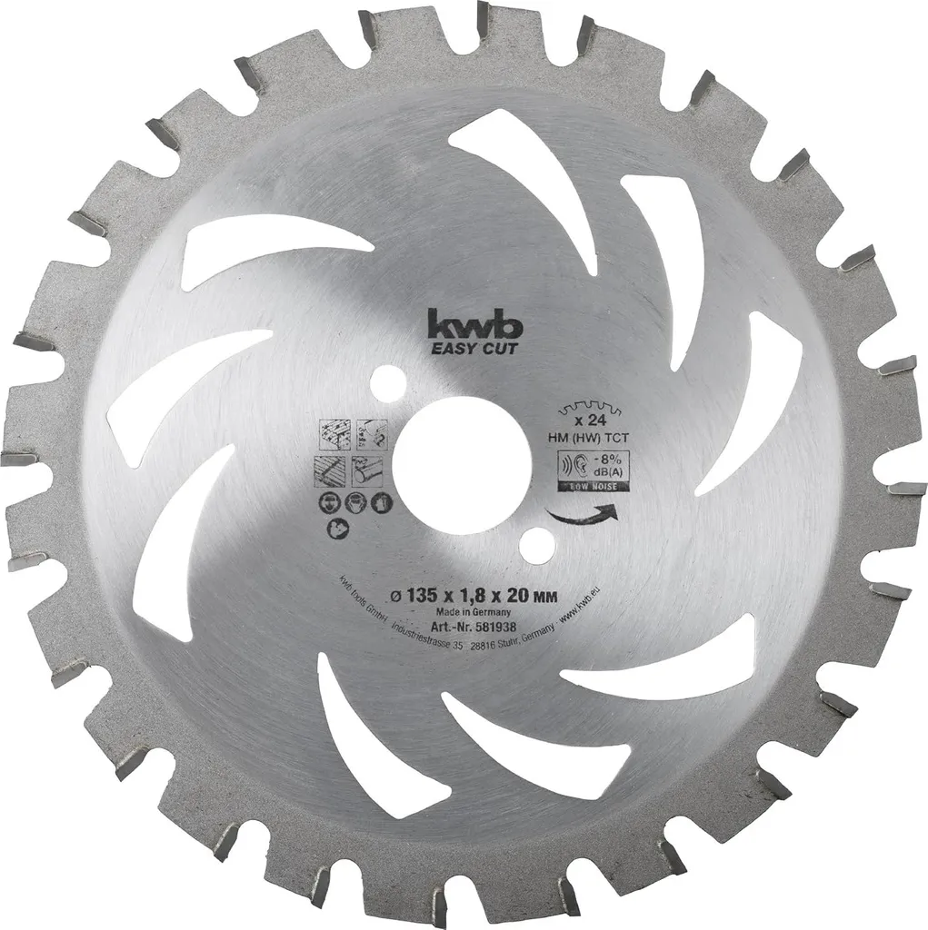 Disque de scie circulaire bois 135mm kwb alésage 20mm spécial batterie