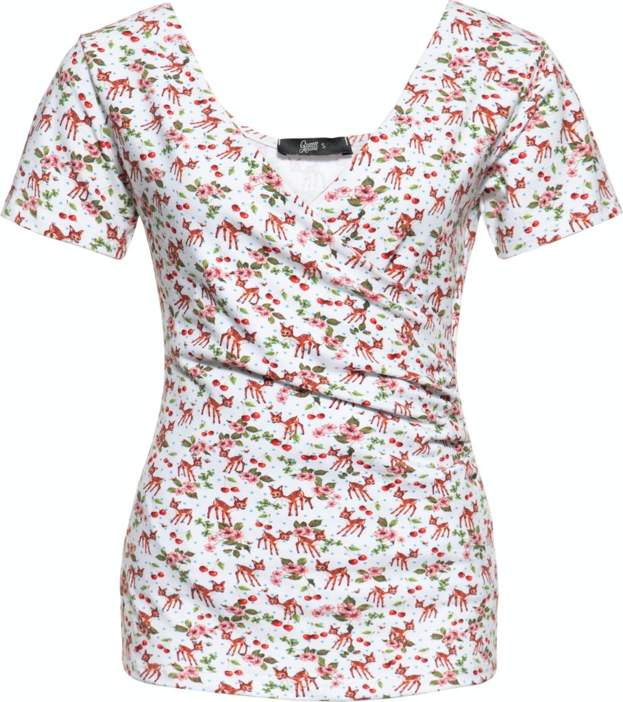 QUEEN KEROSIN Blusentop Mit All-Over-Print Weiß Xs Produktbild 
