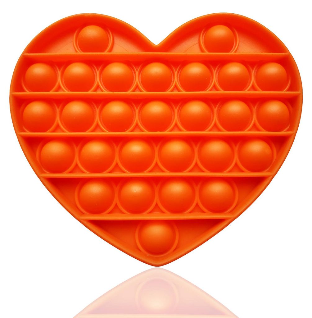 Fidget Toy Push Pop Bubble - Anti Stress Spielzeug - Herz Orange