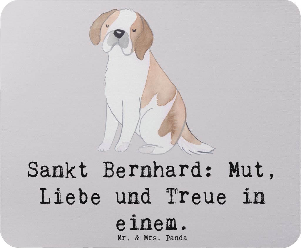 Mr. & Mrs. Panda Mauspad Sankt Bernhard - Grau Pastell - Geschenk, Mouse Pad, intelligenter Hund, Hunderassen, Saint Bernard, Weisheit, Hunderasse,...