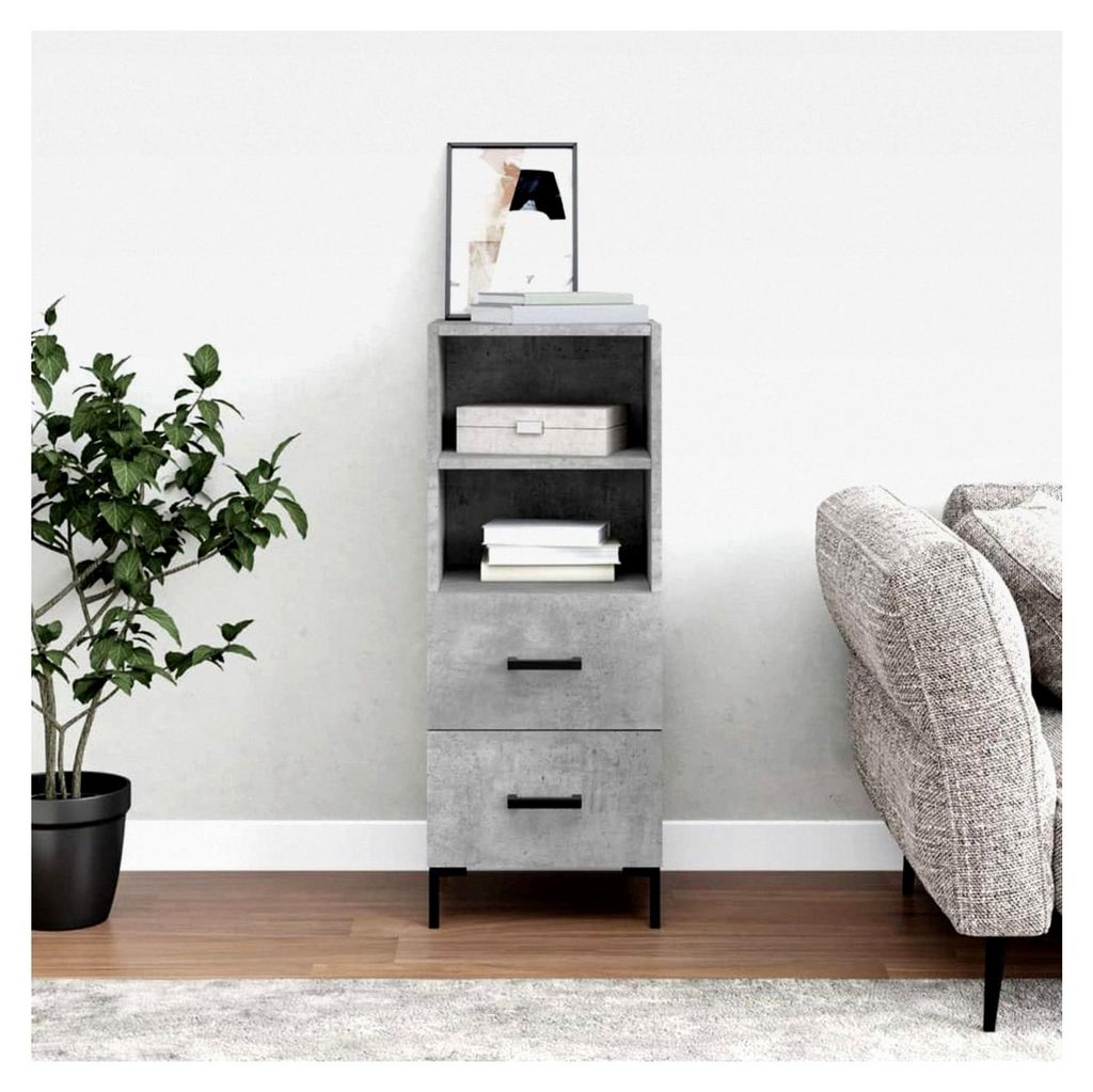 Sideboard in Betongrau, 34,5 x 34 x 90 cm, Holzwerkstoff
