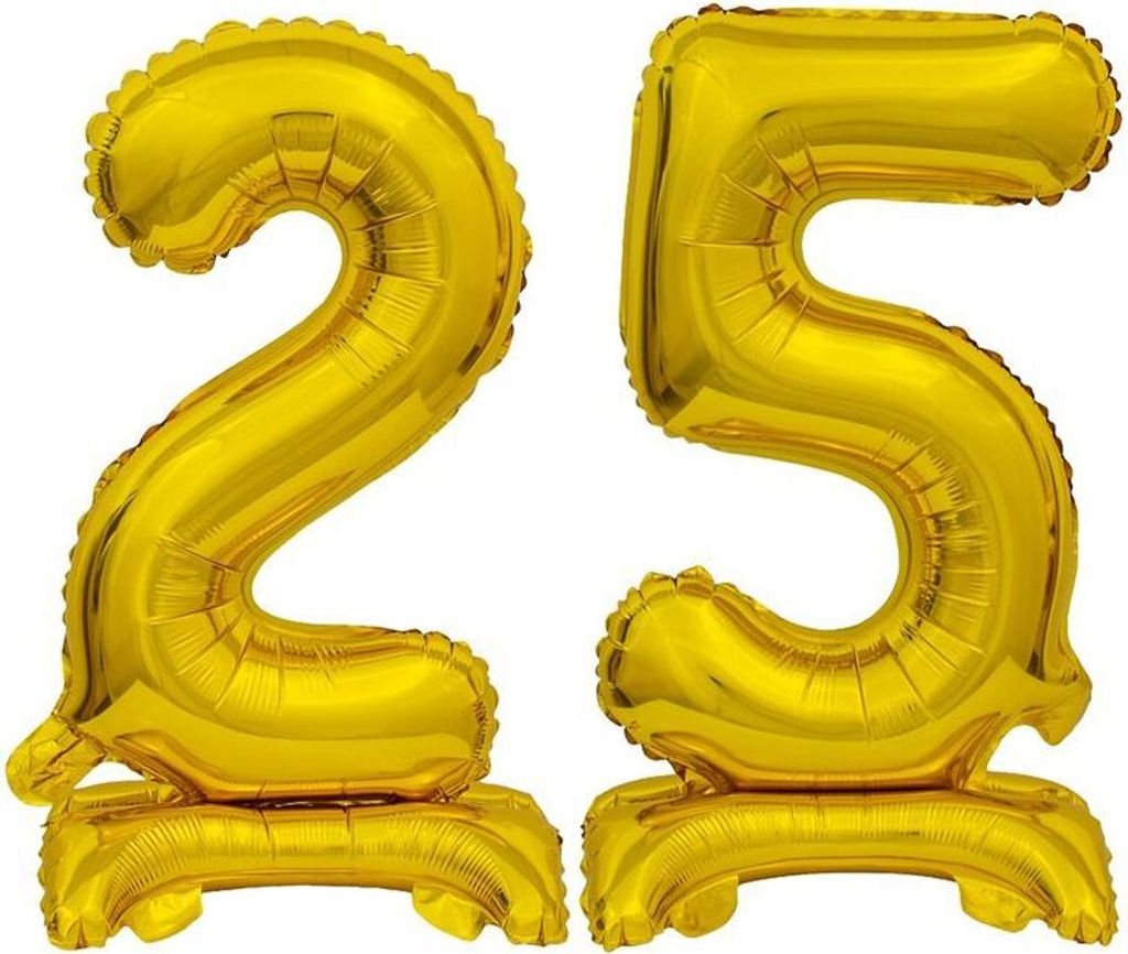 Stehender Folienballon Zahl 25 gold 38 cm 25. Geburtstag