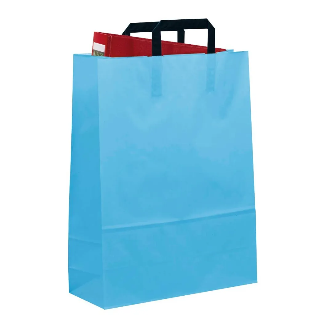 Grands sacs cadeaux en papier bleu aquamarine 32x42cm, pack de 50 unités